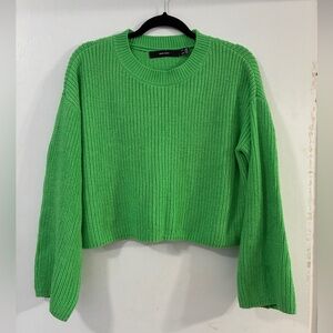 Vero Moda Green Ribbed Cropped Sweater